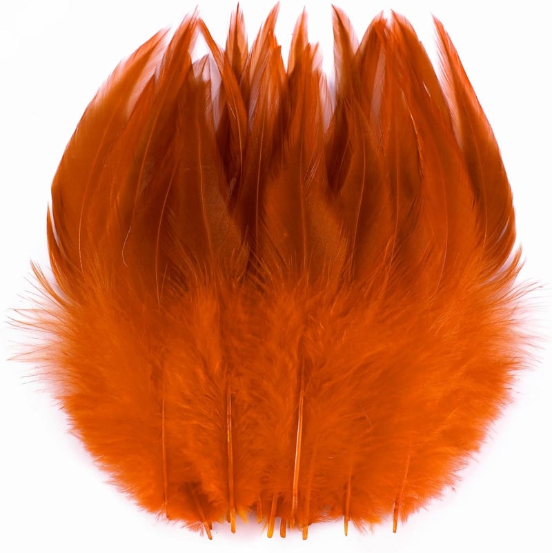 Holmgren Orange Crafts Rooster Feathers - 200pcs 5-7inch Rooster Feathers for Hats, Jewelry Accessories and Holiday Party Decoration (Orange) - Image 1